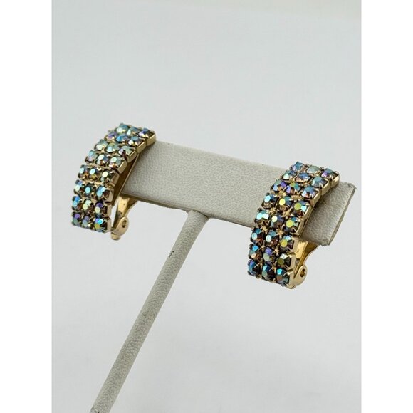 Vintage ab rhinestone climber earrings - Picture 2 of 4